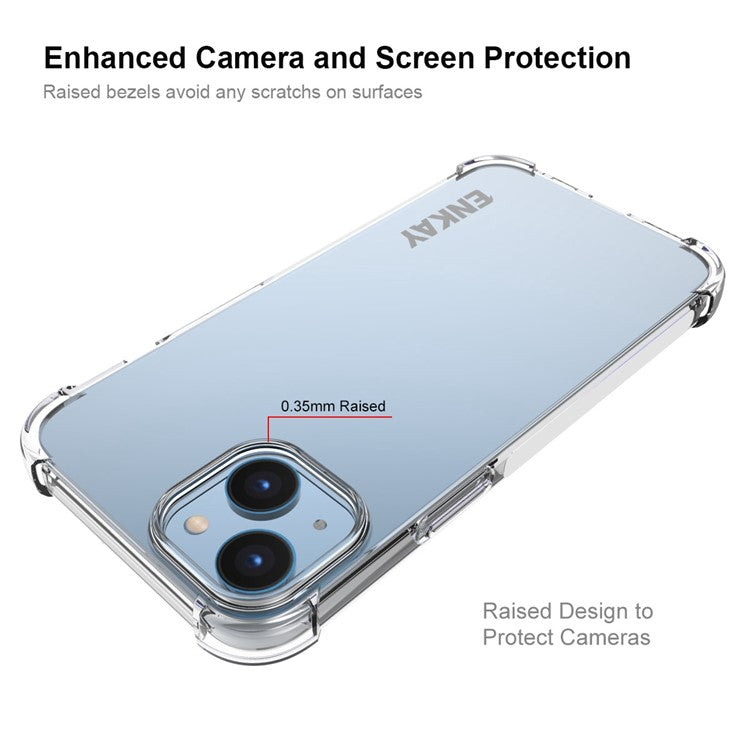 ENKAY HAT PRINCE For iPhone 14 Plus 6.7 inch Shockproof Thickened Corners TPU Phone Case Anti-slip Strip Edge Transparent Back Cover