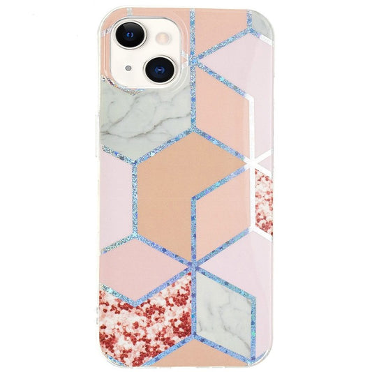For iPhone 14 6.1 inch IMD TPU Phone Case Fashionable Electroplating Various Pattern Phone Shell - Pink / Rhombus