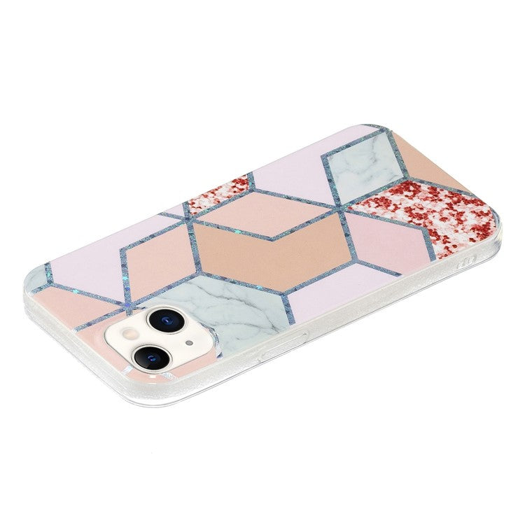For iPhone 14 6.1 inch IMD TPU Phone Case Fashionable Electroplating Various Pattern Phone Shell - Pink / Rhombus