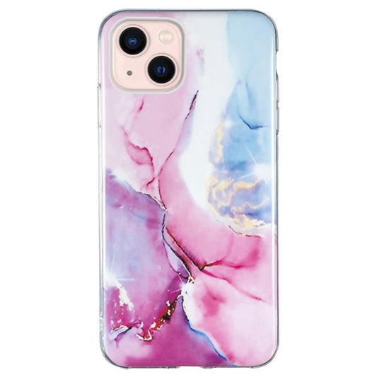 IMD Marble Pattern TPU Case for iPhone 14 6.1 inch, Wear-resistant Well-protected Cell Phone Cover - Pink / Blue