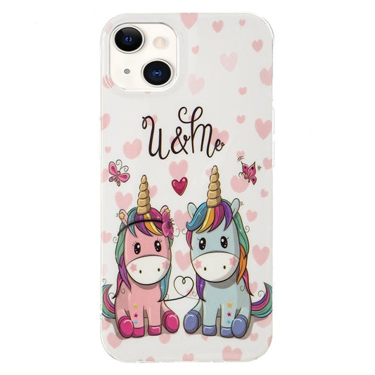 For iPhone 14 Plus 6.7 inch Luminous Noctilucent Phone Case Anti-scratch Pattern Printing IMD Soft TPU Cover - U and Me