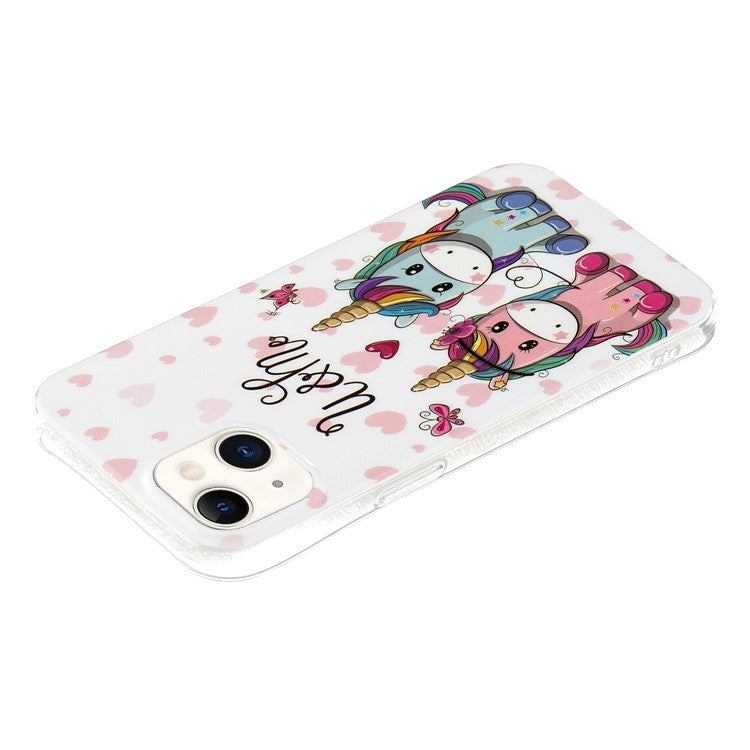 For iPhone 14 Plus 6.7 inch Luminous Noctilucent Phone Case Anti-scratch Pattern Printing IMD Soft TPU Cover - U and Me