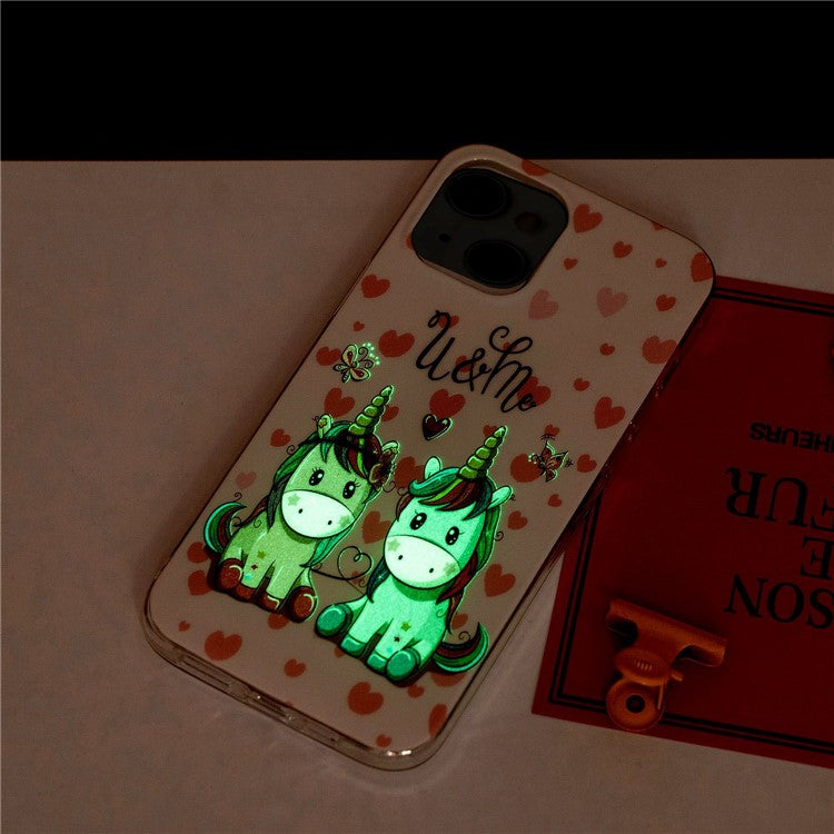 For iPhone 14 Plus 6.7 inch Luminous Noctilucent Phone Case Anti-scratch Pattern Printing IMD Soft TPU Cover - U and Me