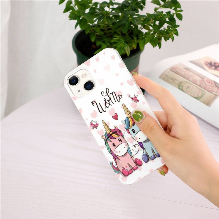 For iPhone 14 Plus 6.7 inch Luminous Noctilucent Phone Case Anti-scratch Pattern Printing IMD Soft TPU Cover - U and Me