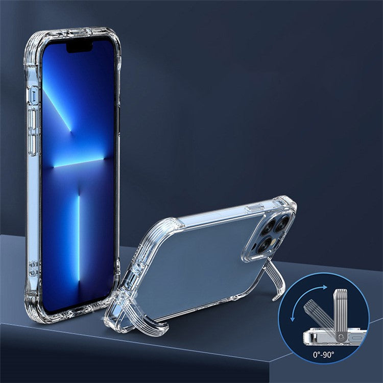 Hard Plastic TPU Phone Case for iPhone 14 Pro 6.1 inch, Clear Hanging Concealed Kickstand Mobile Phone Back Cover