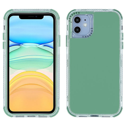 For iPhone 14 6.1 inch PC+TPU Detachable Protective Case Shockproof Phone Cover - Blackish Green