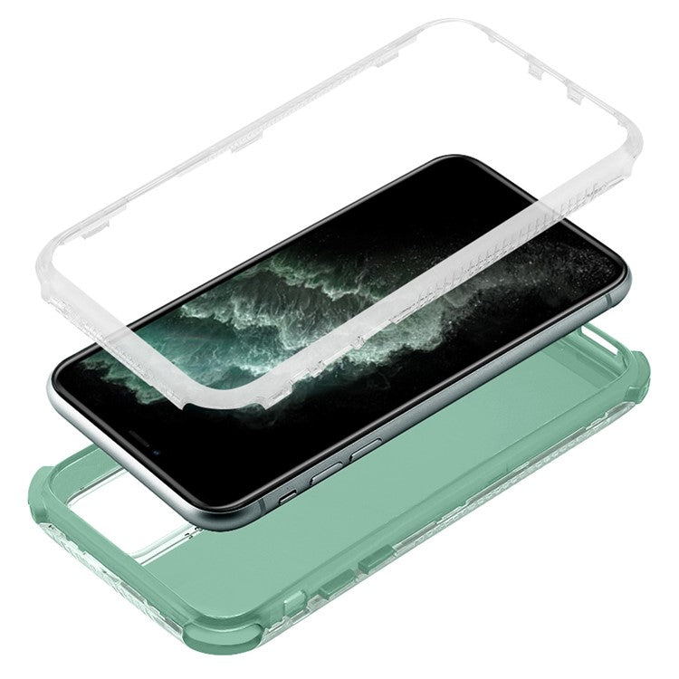 For iPhone 14 6.1 inch PC+TPU Detachable Protective Case Shockproof Phone Cover - Blackish Green