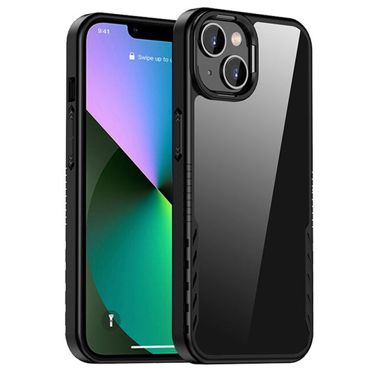 IPAKY For iPhone 14 Plus Anti-fall Phone Case TPU+PC Mobile Phone Protective Back Cover Support Wireless Charging - Black