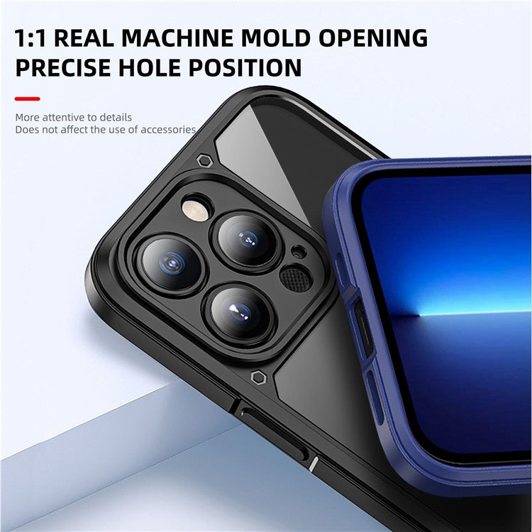 IPAKY For iPhone 14 Plus Hard Phone Case Shockproof PC+TPU Mobile Phone Cover Shell - Dark Blue