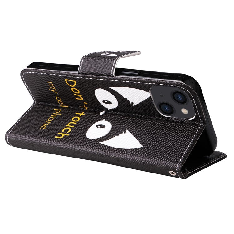 For iPhone 14 6.1 inch Pattern Printing Leather Series-2 PU Leather Phone Case Magnetic Stand Wallet Function Anti-fall Protector - Cat Ears