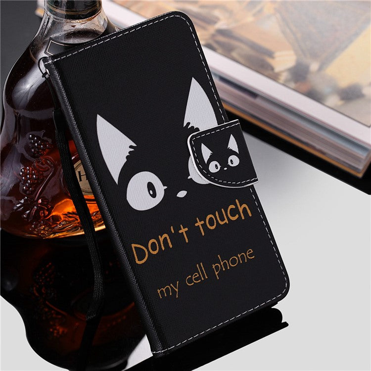For iPhone 14 6.1 inch Pattern Printing Leather Series-2 PU Leather Phone Case Magnetic Stand Wallet Function Anti-fall Protector - Cat Ears