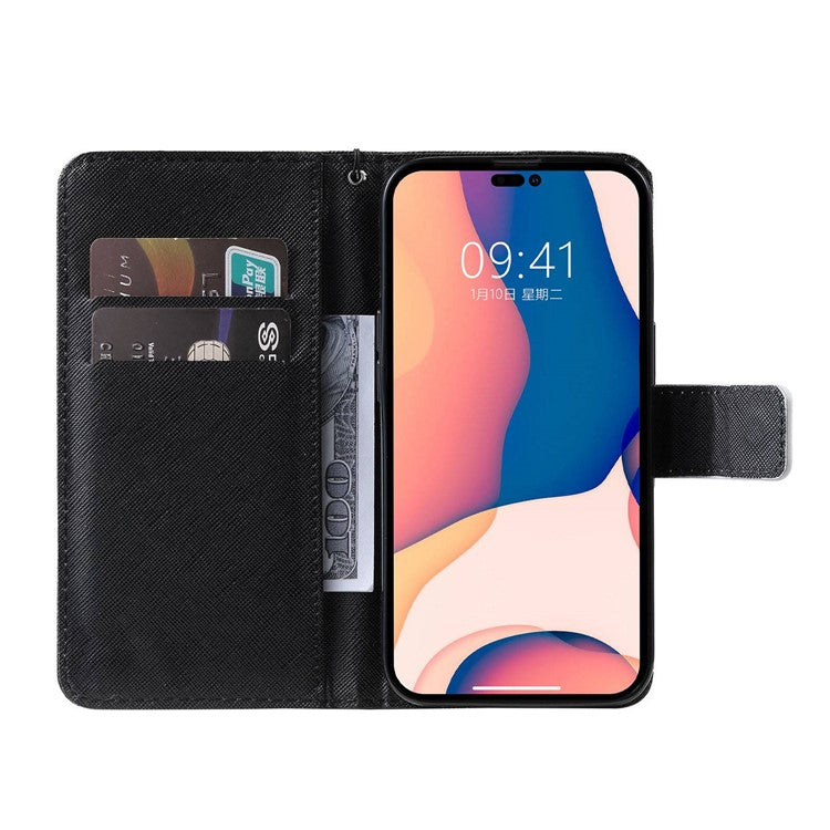 For iPhone 14 6.1 inch Pattern Printing Leather Series-2 PU Leather Phone Case Magnetic Stand Wallet Function Anti-fall Protector - Bear