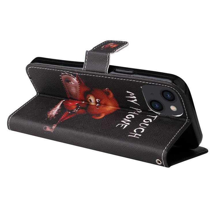 For iPhone 14 6.1 inch Pattern Printing Leather Series-2 PU Leather Phone Case Magnetic Stand Wallet Function Anti-fall Protector - Bear
