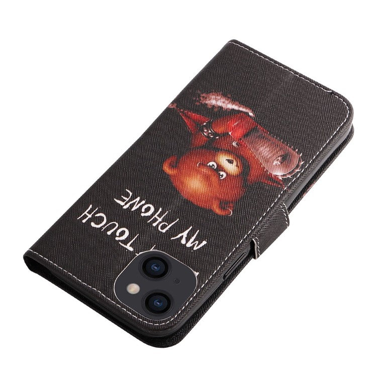 For iPhone 14 6.1 inch Pattern Printing Leather Series-2 PU Leather Phone Case Magnetic Stand Wallet Function Anti-fall Protector - Bear