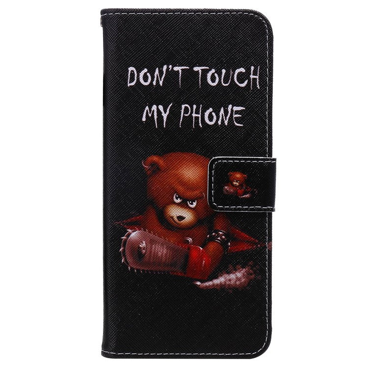 For iPhone 14 6.1 inch Pattern Printing Leather Series-2 PU Leather Phone Case Magnetic Stand Wallet Function Anti-fall Protector - Bear