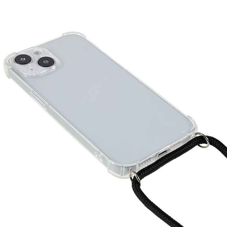 For iPhone 14 Plus Anti-scratch Soft TPU Phone Case Reinforced Corner Cover with Lanyard