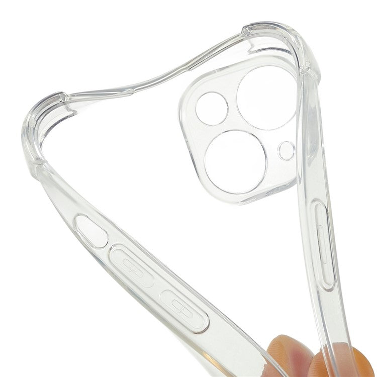 For iPhone 14 Plus Anti-scratch Soft TPU Phone Case Reinforced Corner Cover with Lanyard