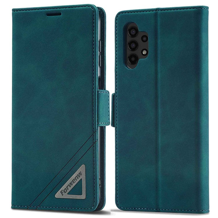 FORWENW F3-Series For Samsung Galaxy A13 4G / 5G / A04s 4G (164.7 x 76.7 x 9.1 mm) Full Protection PU Leather Phone Cover Folio Flip Wallet Stand Case - Cyan