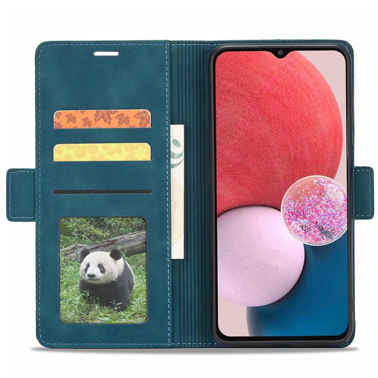 FORWENW F3-Series For Samsung Galaxy A13 4G / 5G / A04s 4G (164.7 x 76.7 x 9.1 mm) Full Protection PU Leather Phone Cover Folio Flip Wallet Stand Case - Cyan