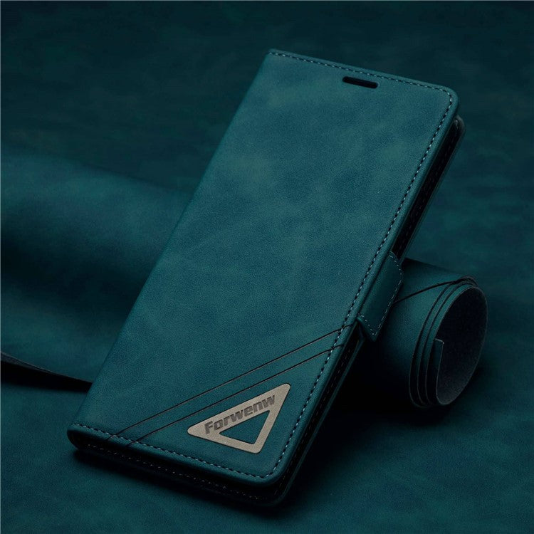 FORWENW F3-Series For Samsung Galaxy A13 4G / 5G / A04s 4G (164.7 x 76.7 x 9.1 mm) Full Protection PU Leather Phone Cover Folio Flip Wallet Stand Case - Cyan