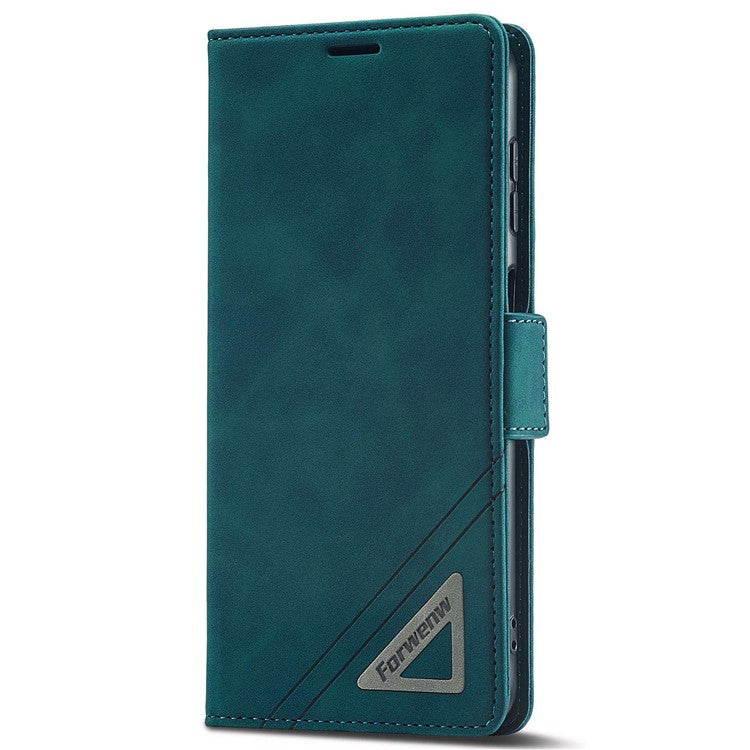 FORWENW F3-Series For Samsung Galaxy A13 4G / 5G / A04s 4G (164.7 x 76.7 x 9.1 mm) Full Protection PU Leather Phone Cover Folio Flip Wallet Stand Case - Cyan