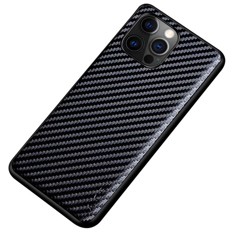 AIORIA for iPhone 14 Plus Anti-drop Carbon Fiber Texture PU Leather Coating Case Hard PC + Soft TPU Bumper Protective Phone Cover - Black