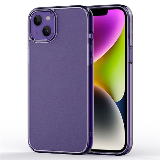 For iPhone 14 Plus Crystal Matte Phone Case Drop-proof PC + TPU Mobile Phone Back Cover - Transparent Purple