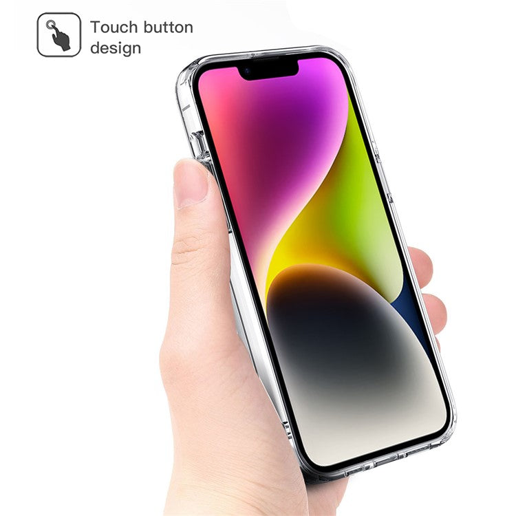 For iPhone 14 Plus Crystal Matte Phone Case Drop-proof PC + TPU Mobile Phone Back Cover - Transparent Purple