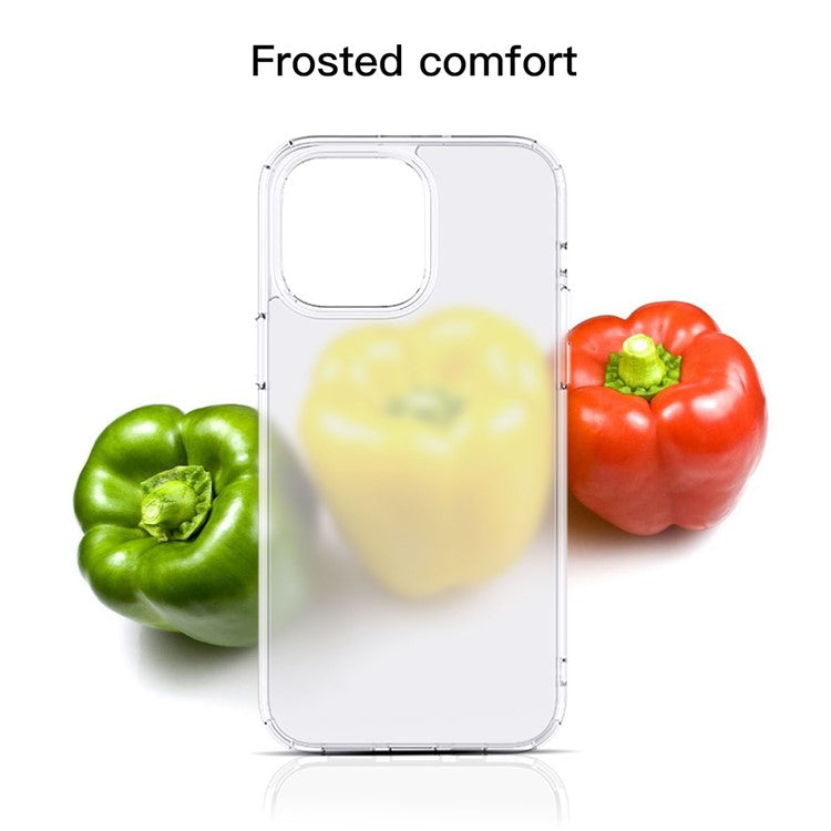 For iPhone 14 Plus Crystal Matte Phone Case Drop-proof PC + TPU Mobile Phone Back Cover - Transparent Purple