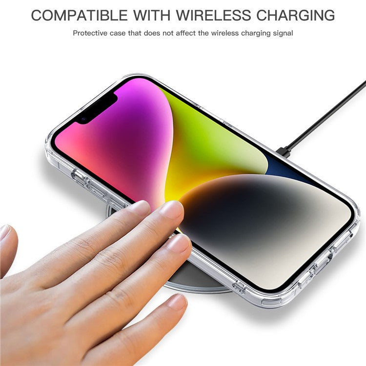 For iPhone 14 Plus Crystal Matte Phone Case Drop-proof PC + TPU Mobile Phone Back Cover - Transparent Purple