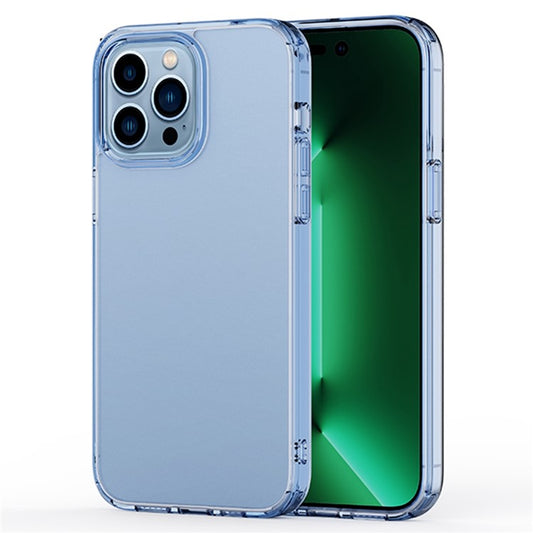 Crystal Matte Phone Case For iPhone 14 Pro Max 6.7 inch, Ultra Slim PC + TPU Shockproof Mobile Phone Back Cover - Transparent Blue