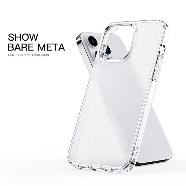 Crystal Matte Phone Case For iPhone 14 Pro Max 6.7 inch, Ultra Slim PC + TPU Shockproof Mobile Phone Back Cover - Transparent Blue