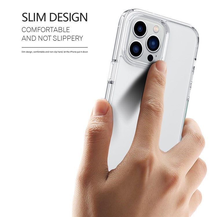 Crystal Matte Phone Case For iPhone 14 Pro Max 6.7 inch, Ultra Slim PC + TPU Shockproof Mobile Phone Back Cover - Transparent Blue