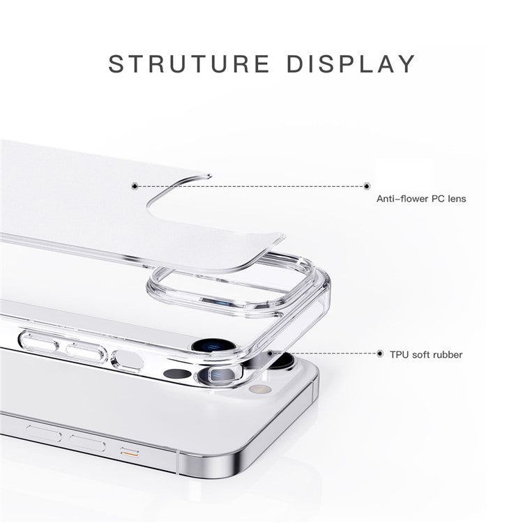 Crystal Matte Phone Case For iPhone 14 Pro Max 6.7 inch, Ultra Slim PC + TPU Shockproof Mobile Phone Back Cover - Transparent Blue