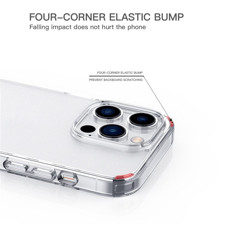 Crystal Matte Phone Case For iPhone 14 Pro Max 6.7 inch, Ultra Slim PC + TPU Shockproof Mobile Phone Back Cover - Transparent Blue