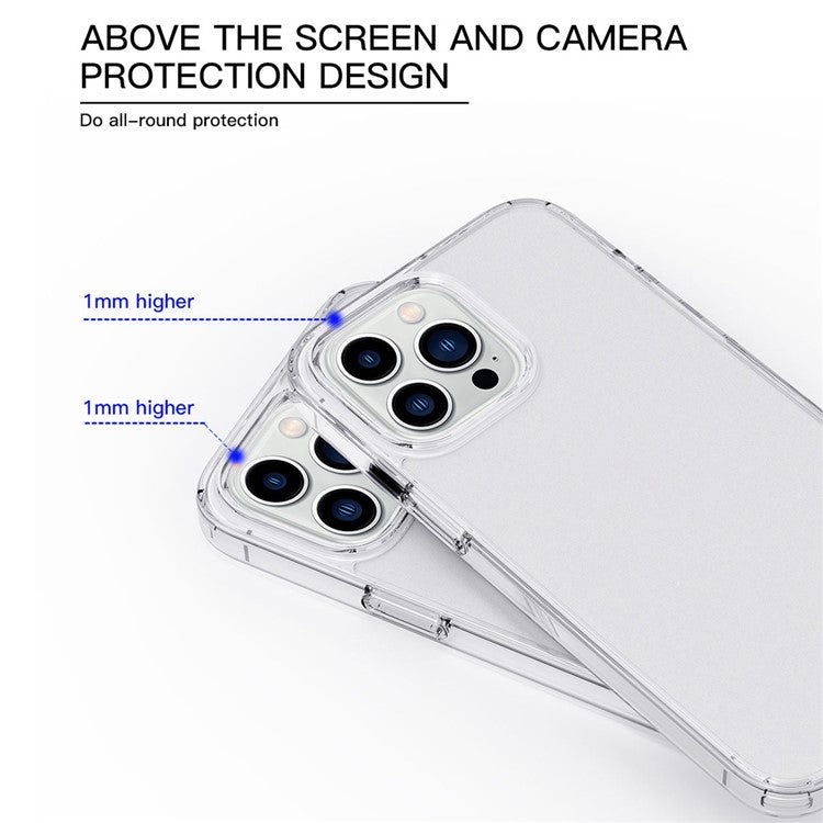 Crystal Matte Phone Case For iPhone 14 Pro Max 6.7 inch, Ultra Slim PC + TPU Shockproof Mobile Phone Back Cover - Transparent Blue