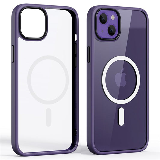 Shockproof TPU+PC Case for iPhone 14 Plus Anti-Fall Magnetic Cover Full Protection Slim Case - Purple