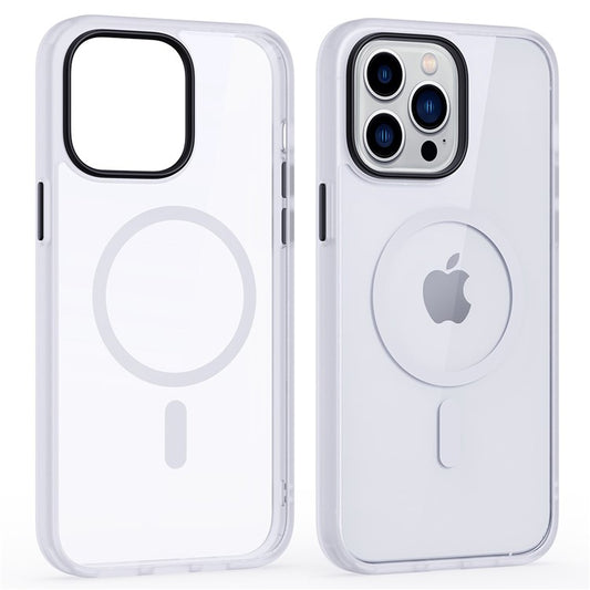 Anti-Fall Slim Case for iPhone 14 Pro 6.1 inch TPU+PC Magnetic Phone Case Scratch-Proof Protective Cover - White