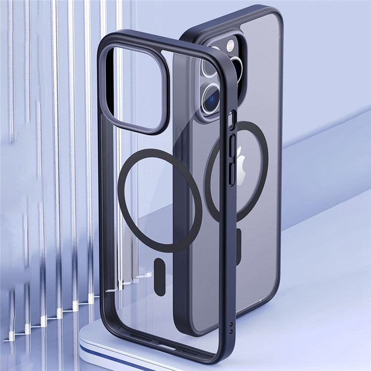 Anti-Fall Slim Case for iPhone 14 Pro 6.1 inch TPU+PC Magnetic Phone Case Scratch-Proof Protective Cover - White
