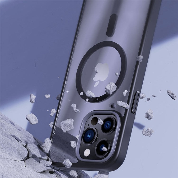 Anti-Fall Slim Case for iPhone 14 Pro 6.1 inch TPU+PC Magnetic Phone Case Scratch-Proof Protective Cover - White
