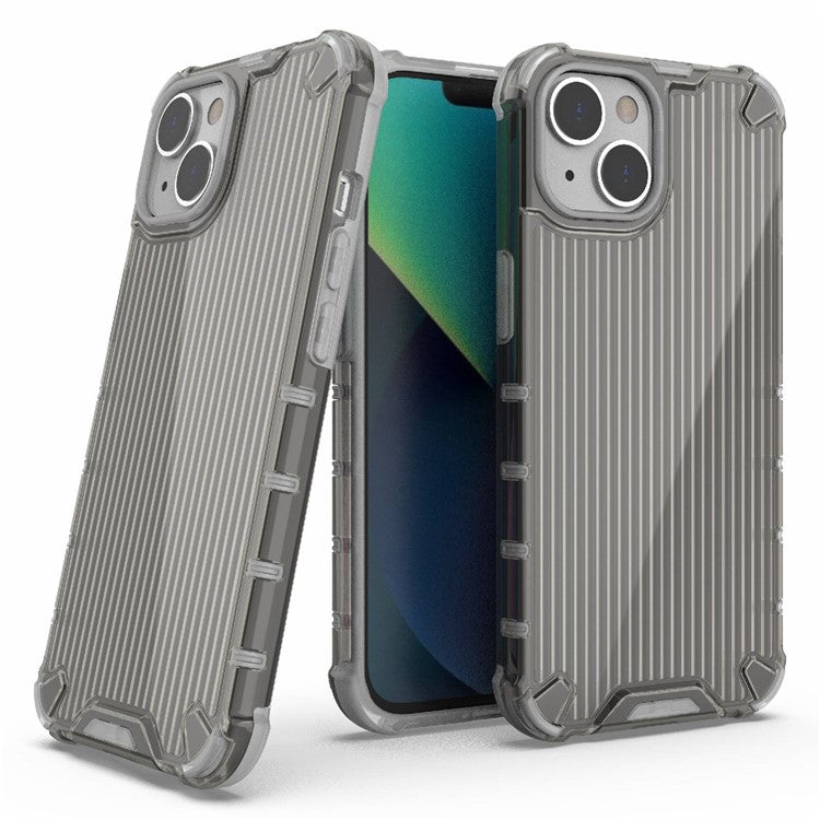 Slim Case for iPhone 14 6.1 inch Anti-Scratch PC+TPU Hybrid Phone Shell Shockproof Protective Cover - Grey