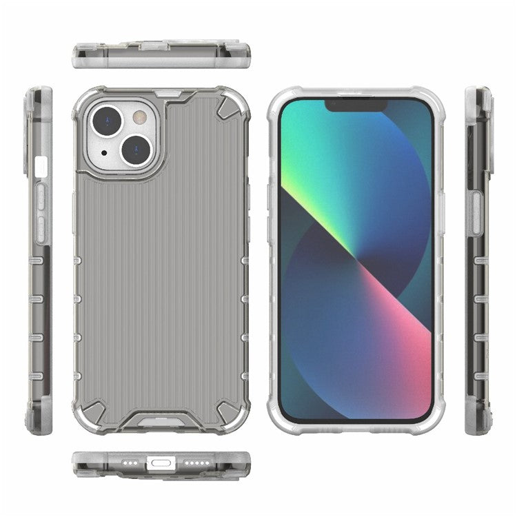Slim Case for iPhone 14 6.1 inch Anti-Scratch PC+TPU Hybrid Phone Shell Shockproof Protective Cover - Grey