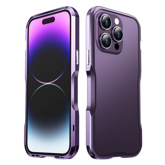 LUPHIE for iPhone 14 Pro Max 6.7 inch Drop-proof Metal Frame Anti-collision Phone Bumper Case - Purple