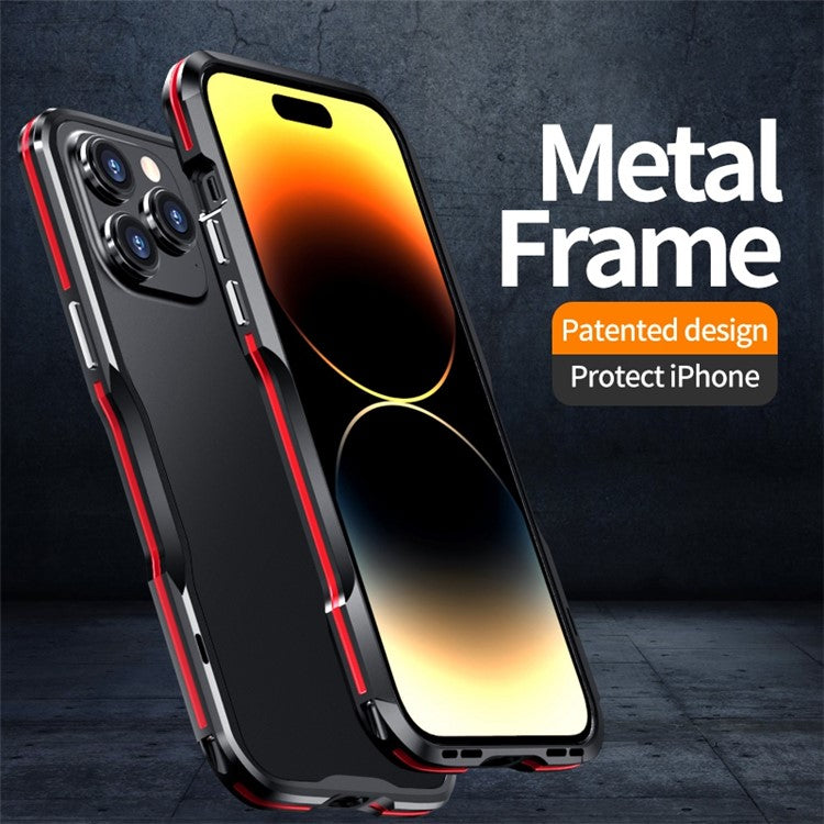 LUPHIE for iPhone 14 Pro Max 6.7 inch Drop-proof Metal Frame Anti-collision Phone Bumper Case - Purple