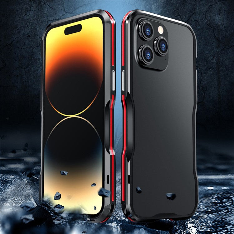 LUPHIE for iPhone 14 Pro Max 6.7 inch Drop-proof Metal Frame Anti-collision Phone Bumper Case - Purple
