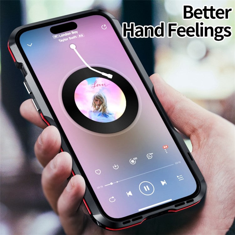 LUPHIE for iPhone 14 Pro Max 6.7 inch Drop-proof Metal Frame Anti-collision Phone Bumper Case - Purple