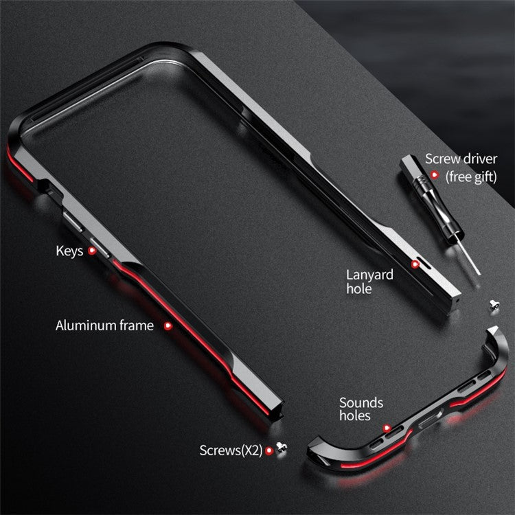 LUPHIE for iPhone 14 Pro Max 6.7 inch Drop-proof Metal Frame Anti-collision Phone Bumper Case - Purple
