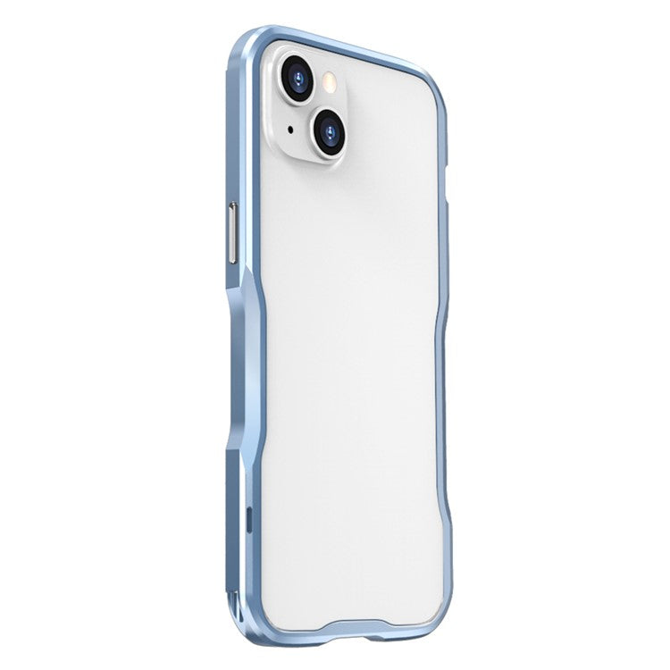 LUPHIE for iPhone 14 Plus Drop-proof Frame Mobile Phone Metal Protective Bumper Case - Blue
