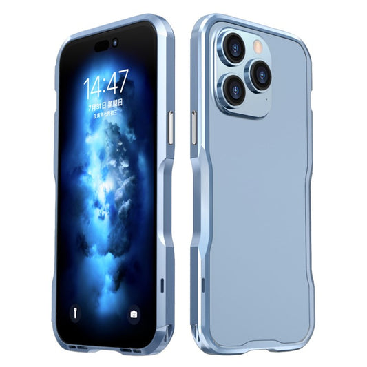LUPHIE for iPhone 14 Pro 6.1 inch Anti-collision Anti-drop Phone Bumper Case Metal Protective Frame - Blue