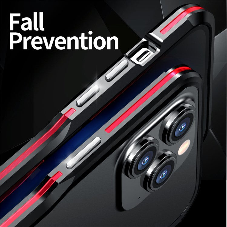 LUPHIE for iPhone 14 Pro 6.1 inch Anti-collision Anti-drop Phone Bumper Case Metal Protective Frame - Blue